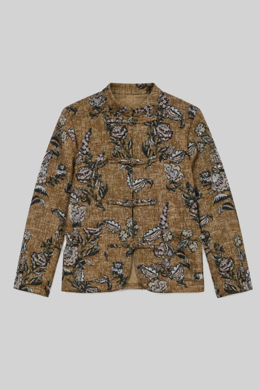 Coat Floral with a Mao Collar