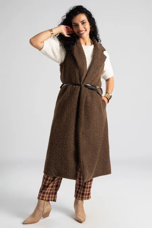 Πανωφόρι Γιλέκο Midi Ζώνη