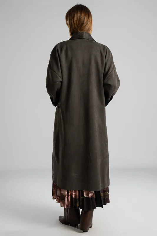 Suede Coat With Lapels