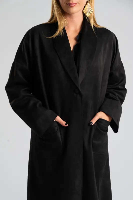 Suede Coat With Lapels