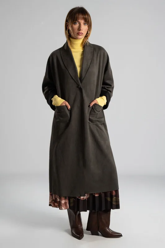 Suede Coat With Lapels