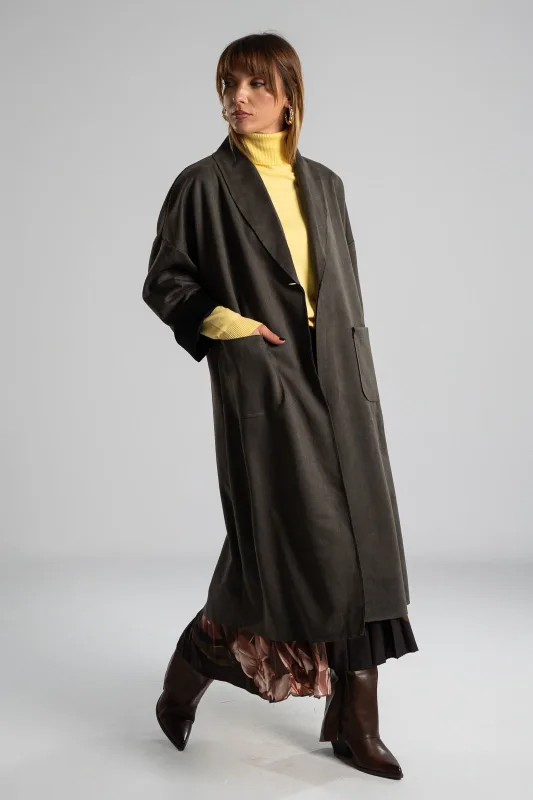 Suede Coat With Lapels