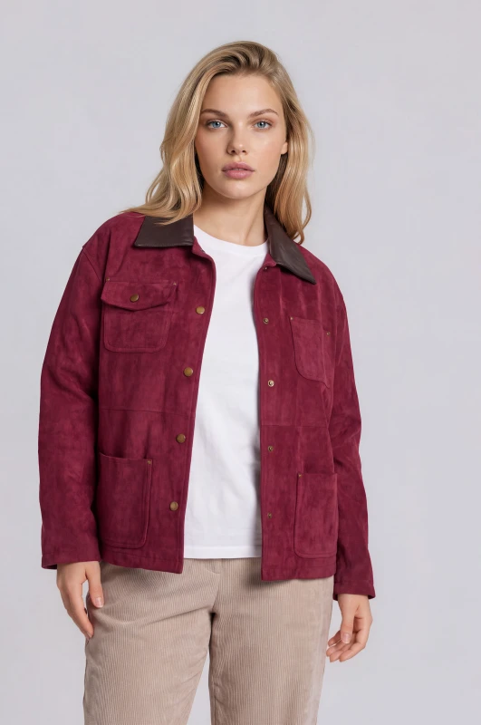 Outerwear Suede with Leatherette Collar