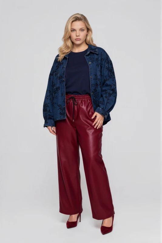 Pants Leatherette Elastic-Waist