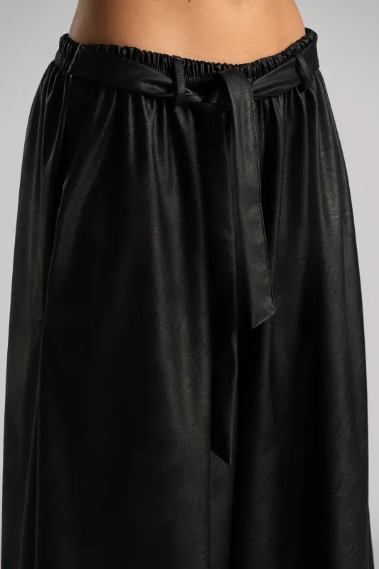 Wide Leg Leatherette Pants 