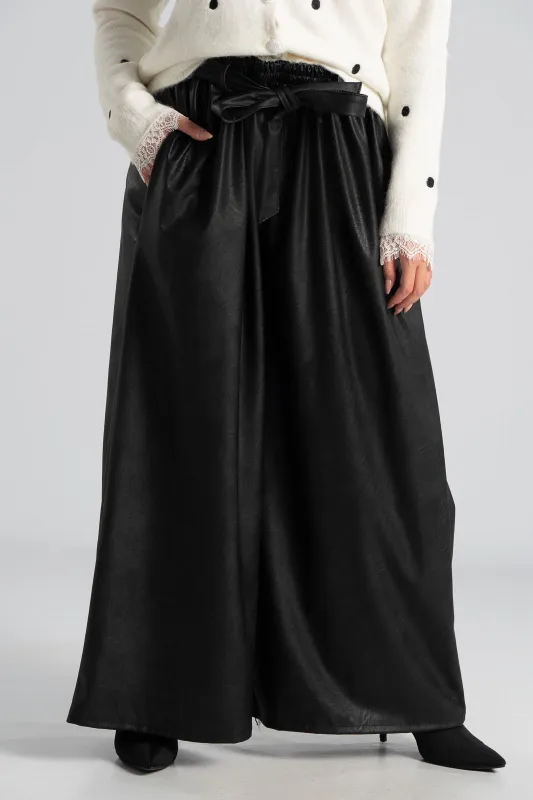 Παντελόνα Δερματίνη Wide Leg