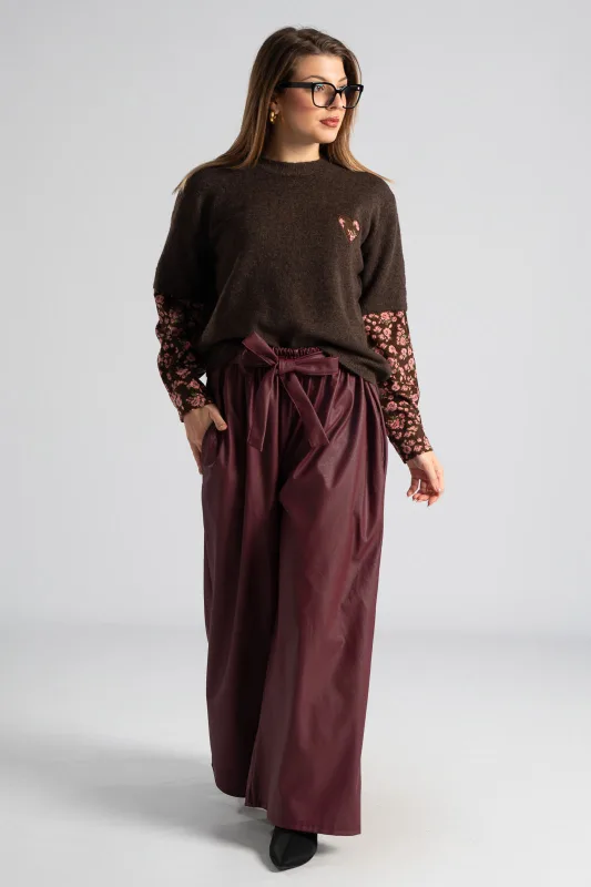 Wide Leg Leatherette Pants 