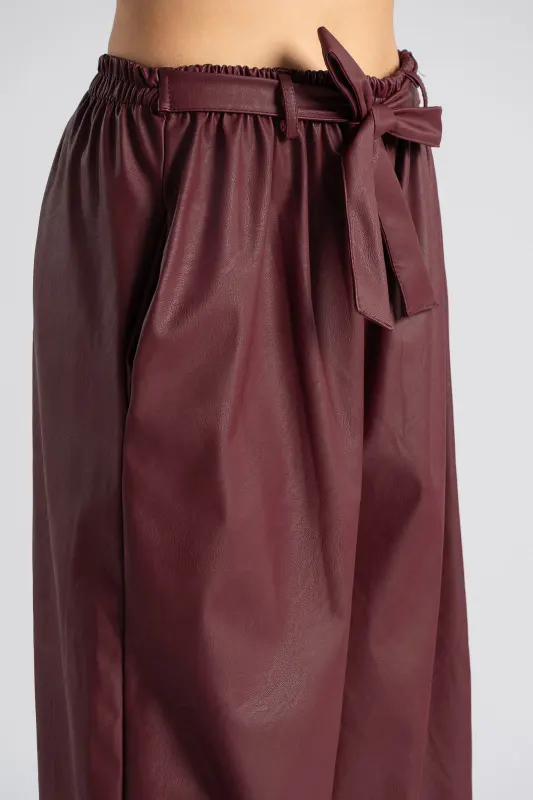 Παντελόνα Δερματίνη Wide Leg