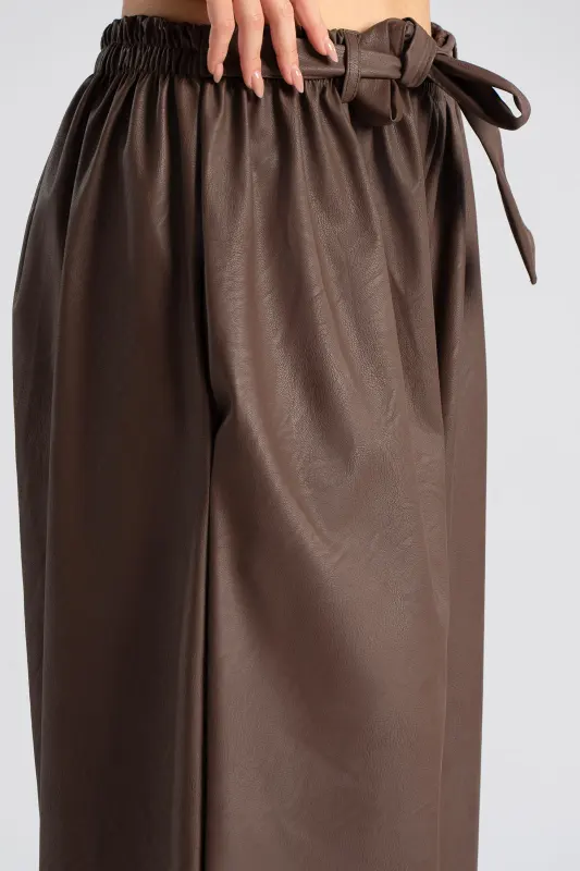 Παντελόνα Δερματίνη Wide Leg