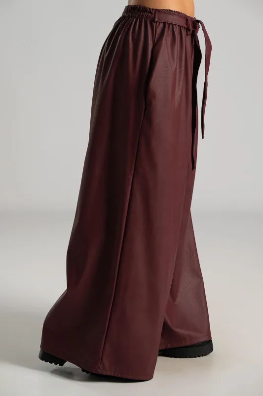 Wide Leg Leatherette Pants 