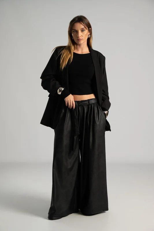 Wide Leg Leatherette Pants 
