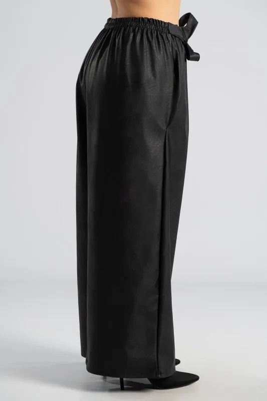 Παντελόνα Δερματίνη Wide Leg