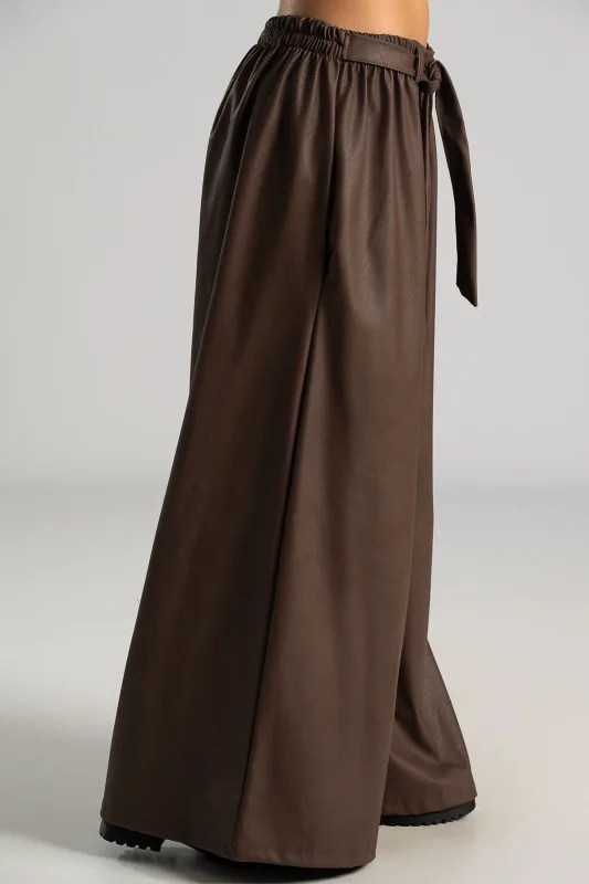 Wide Leg Leatherette Pants 
