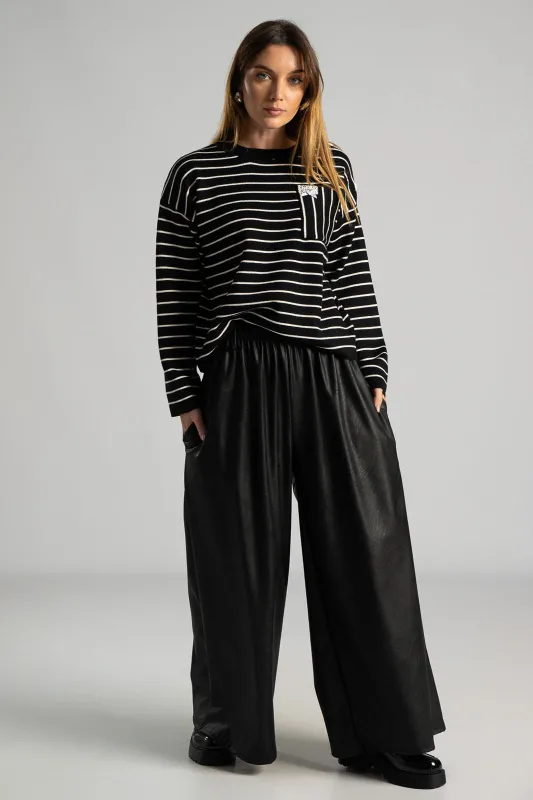 Wide Leg Leatherette Pants 