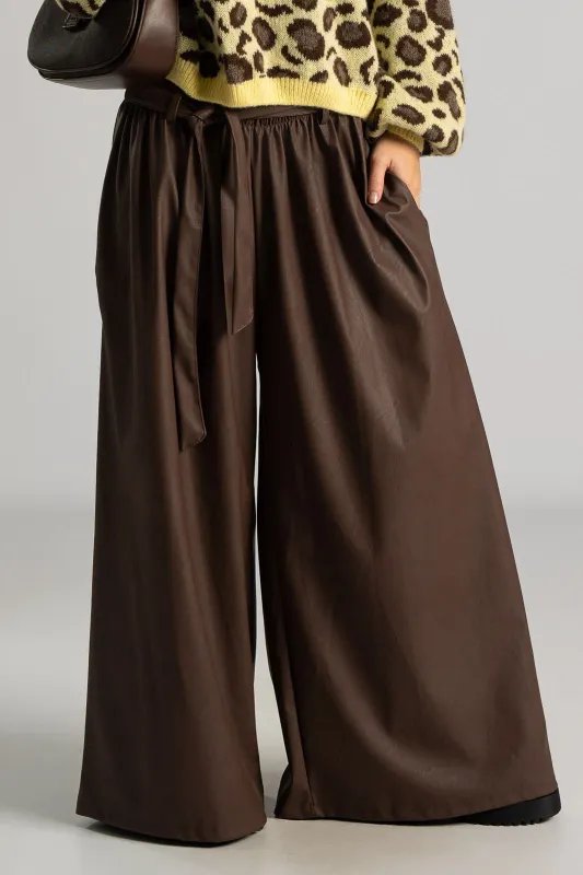 Wide Leg Leatherette Pants 