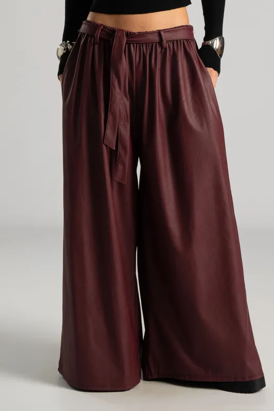 Wide Leg Leatherette Pants 