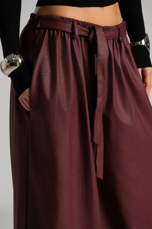 Wide Leg Leatherette Pants 