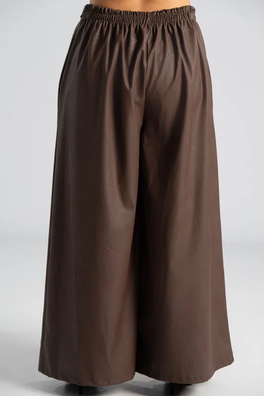 Παντελόνα Δερματίνη Wide Leg