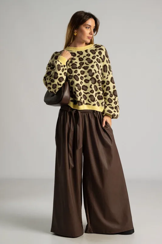 Wide Leg Leatherette Pants 