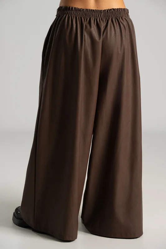 Wide Leg Leatherette Pants 