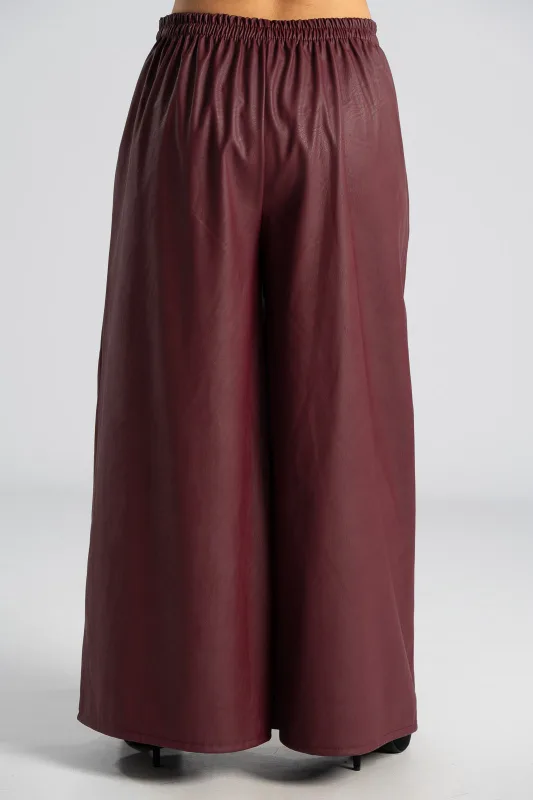 Παντελόνα Δερματίνη Wide Leg