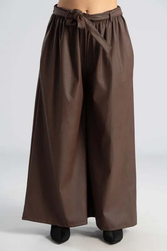 Παντελόνα Δερματίνη Wide Leg