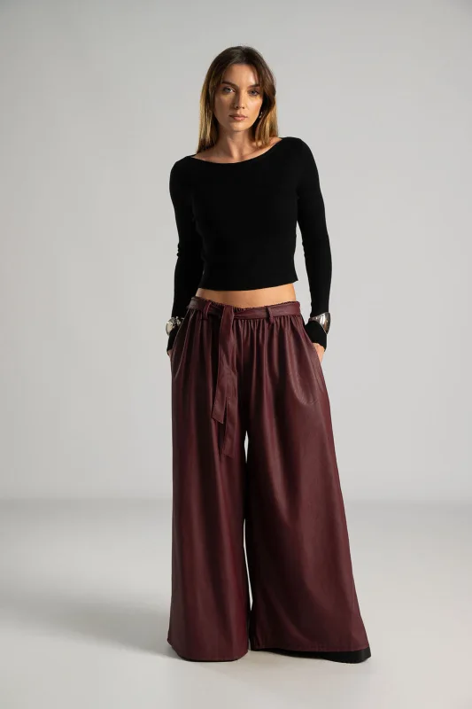 Wide Leg Leatherette Pants 