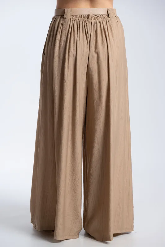 Παντελόνα Εφέ Πλισέ Με Ζώνη