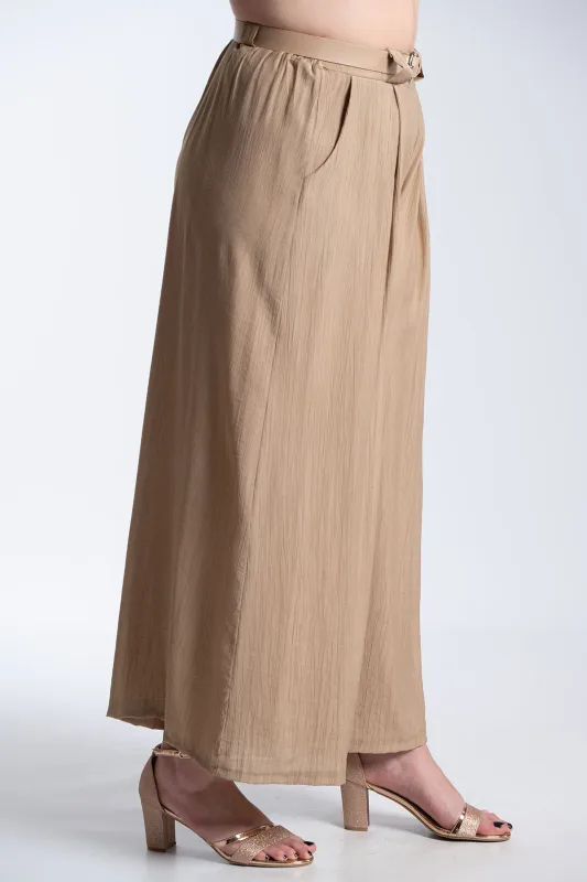 Παντελόνα Εφέ Πλισέ Με Ζώνη