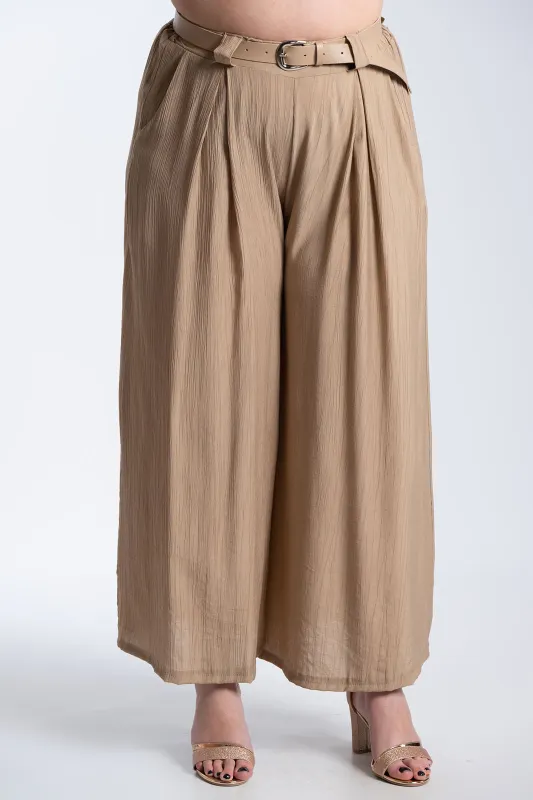 Παντελόνα Εφέ Πλισέ Με Ζώνη