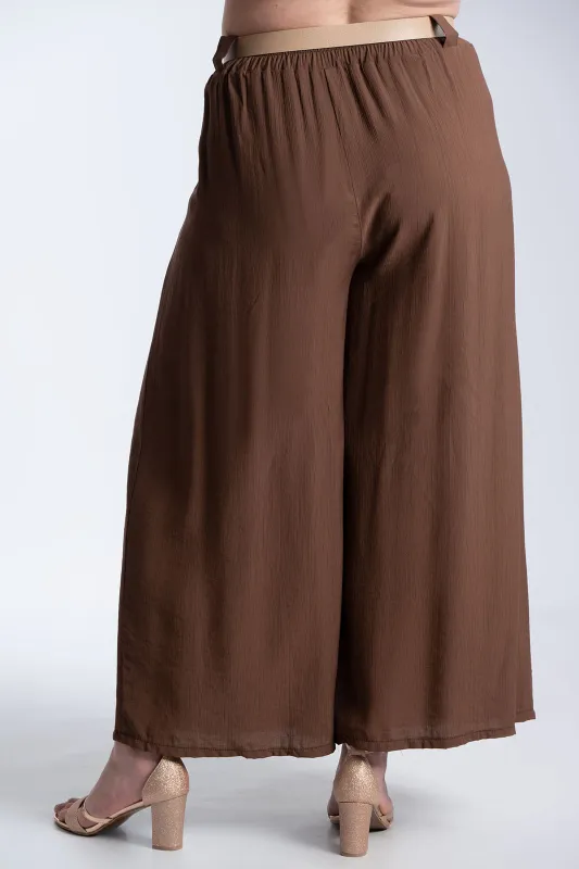 Παντελόνα Εφέ Πλισέ Με Ζώνη