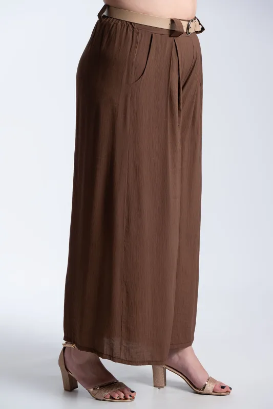 Παντελόνα Εφέ Πλισέ Με Ζώνη