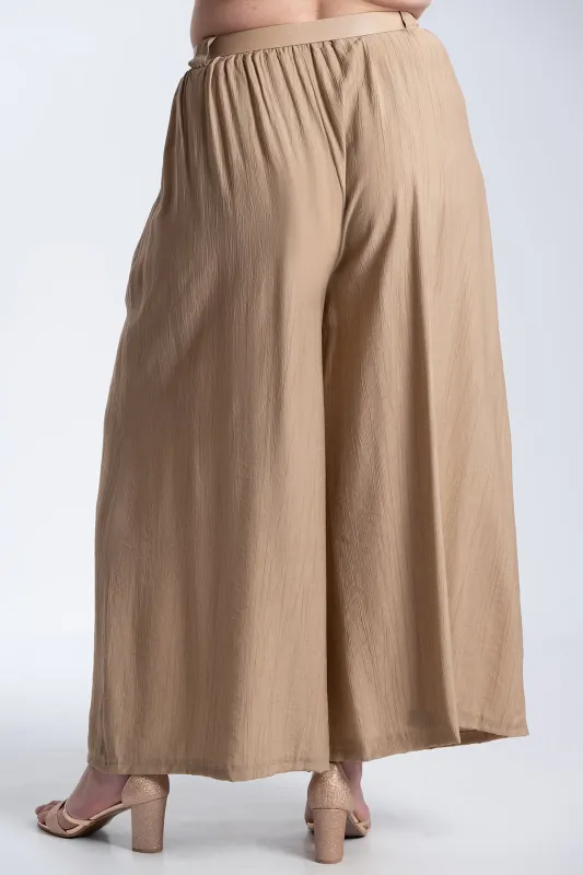 Παντελόνα Εφέ Πλισέ Με Ζώνη