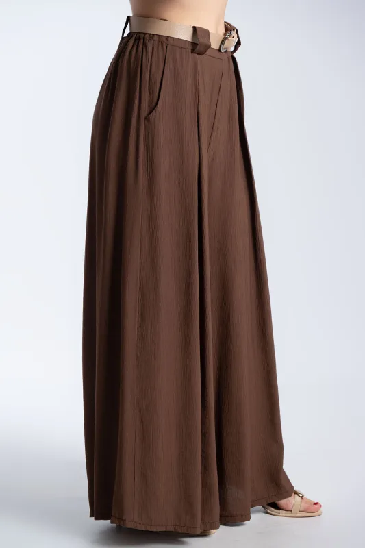 Παντελόνα Εφέ Πλισέ Με Ζώνη