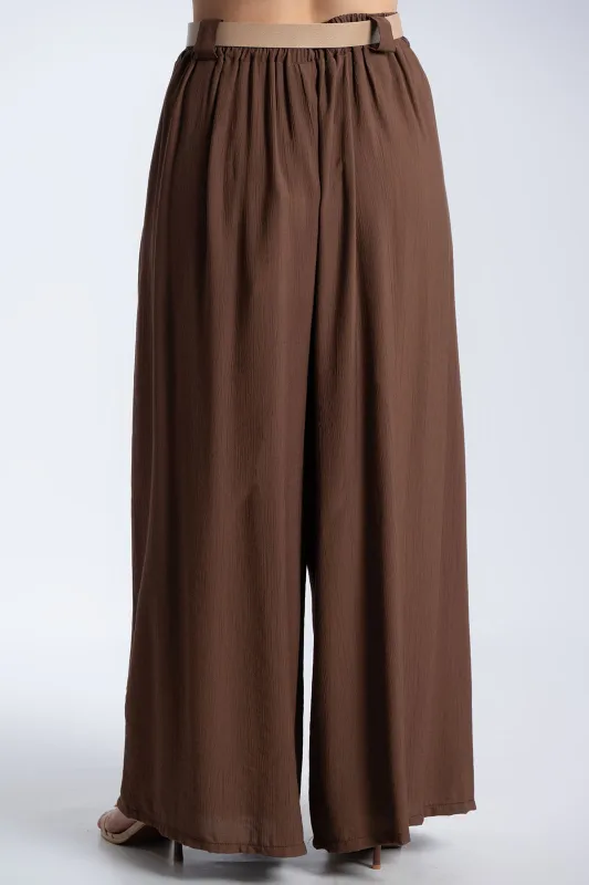 Παντελόνα Εφέ Πλισέ Με Ζώνη