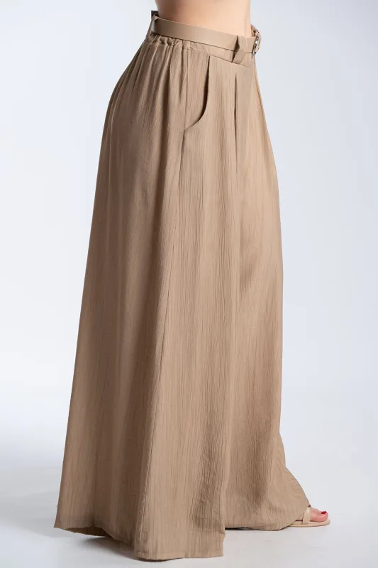 Παντελόνα Εφέ Πλισέ Με Ζώνη