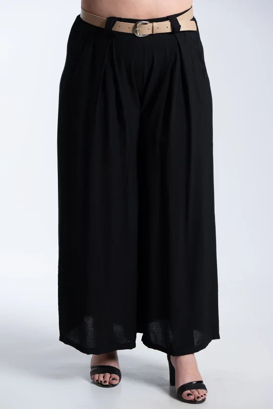 Παντελόνα Εφέ Πλισέ Με Ζώνη