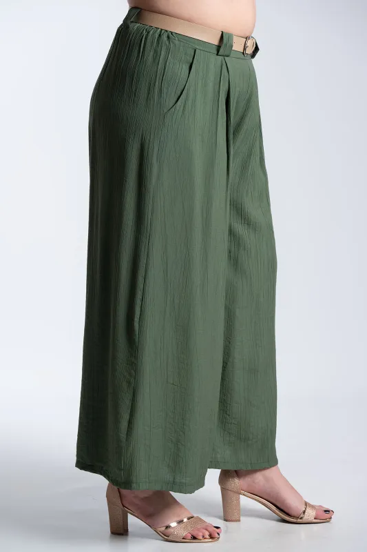 Παντελόνα Εφέ Πλισέ Με Ζώνη