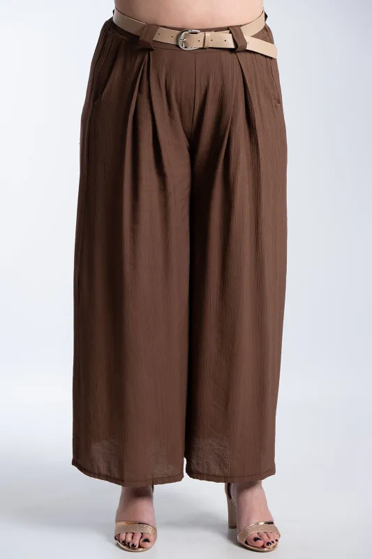 Παντελόνα Εφέ Πλισέ Με Ζώνη