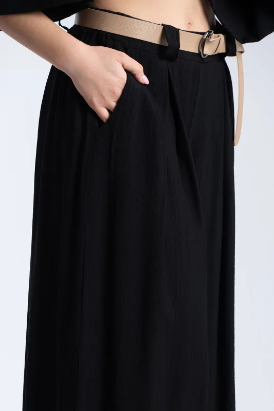 Παντελόνα Εφέ Πλισέ Με Ζώνη