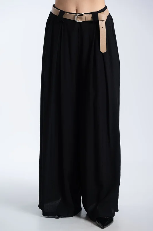 Παντελόνα Εφέ Πλισέ Με Ζώνη