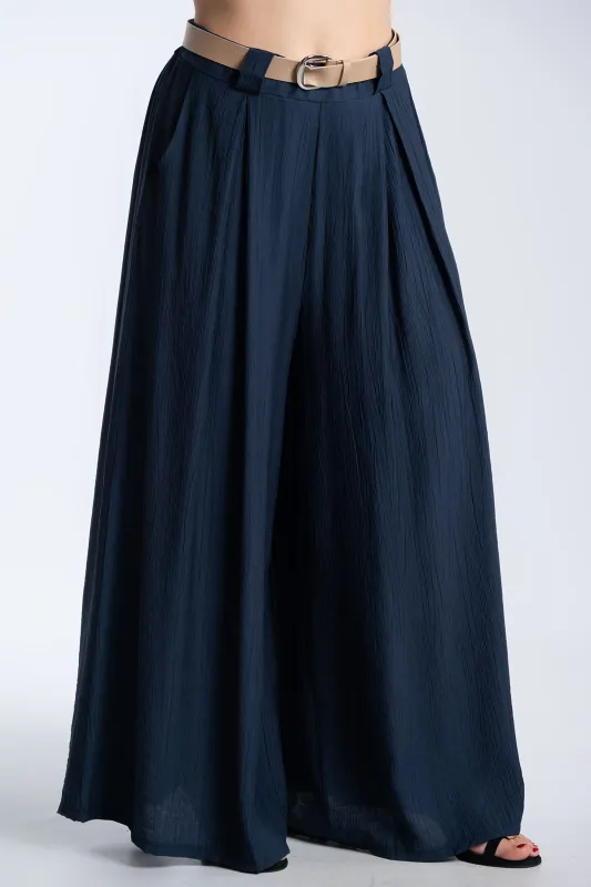 Παντελόνα Εφέ Πλισέ Με Ζώνη