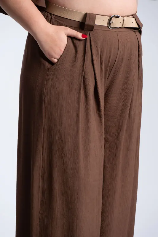 Παντελόνα Εφέ Πλισέ Με Ζώνη