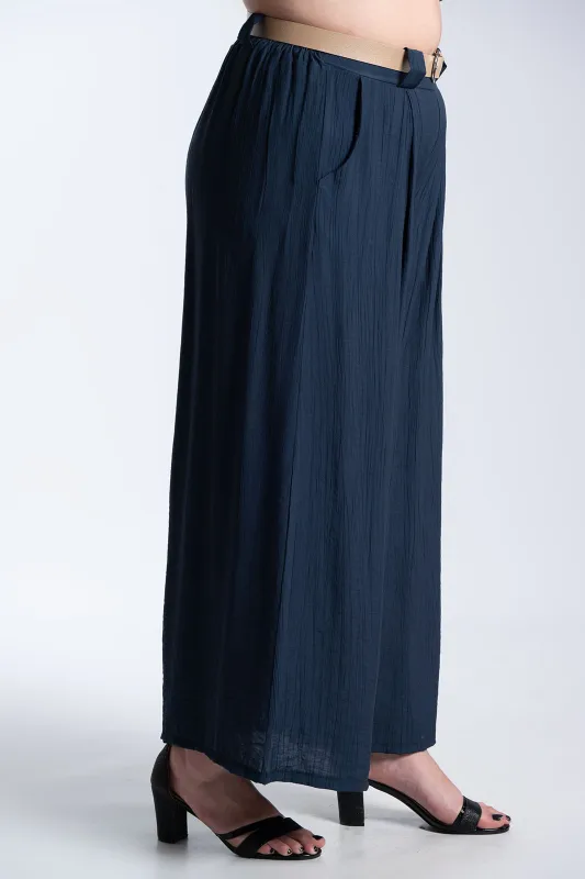 Παντελόνα Εφέ Πλισέ Με Ζώνη