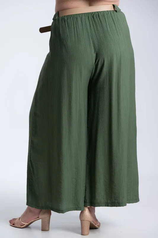 Παντελόνα Εφέ Πλισέ Με Ζώνη