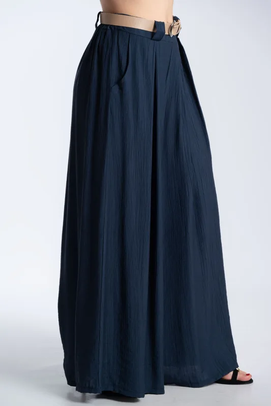 Παντελόνα Εφέ Πλισέ Με Ζώνη