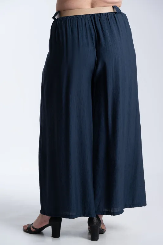 Παντελόνα Εφέ Πλισέ Με Ζώνη