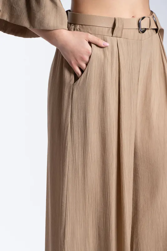 Παντελόνα Εφέ Πλισέ Με Ζώνη