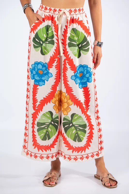 Pants Floral Multicolor-Cream