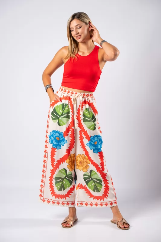 Pants Floral Multicolor-Cream